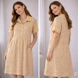 ✨ Vintage Floral Shirt Dress – 60s/70s Inspired